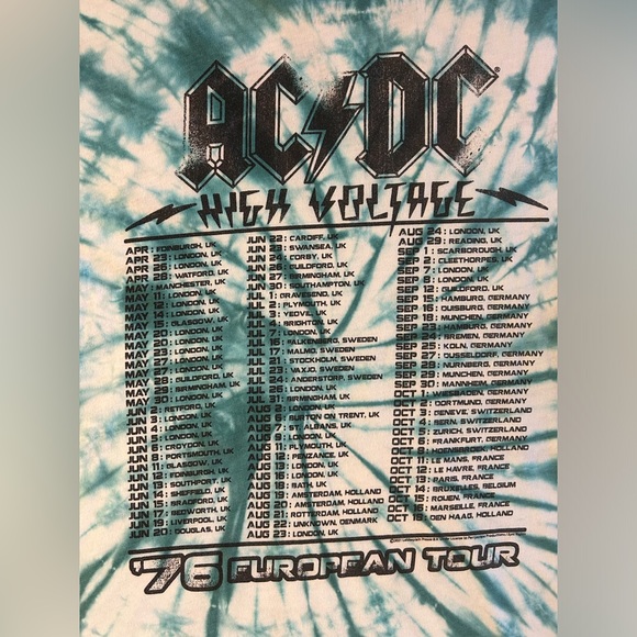 ACDC TIEDYE Vintage Tour T-Shirt - Picture 4 of 5